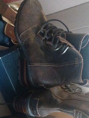 Sorel Brown Lace-Up Leather Ankle Boots